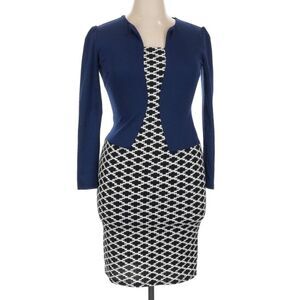 NEW NWT Multicolored Sz Jr Medium Church Office Long Sleeve Bodycon Dress